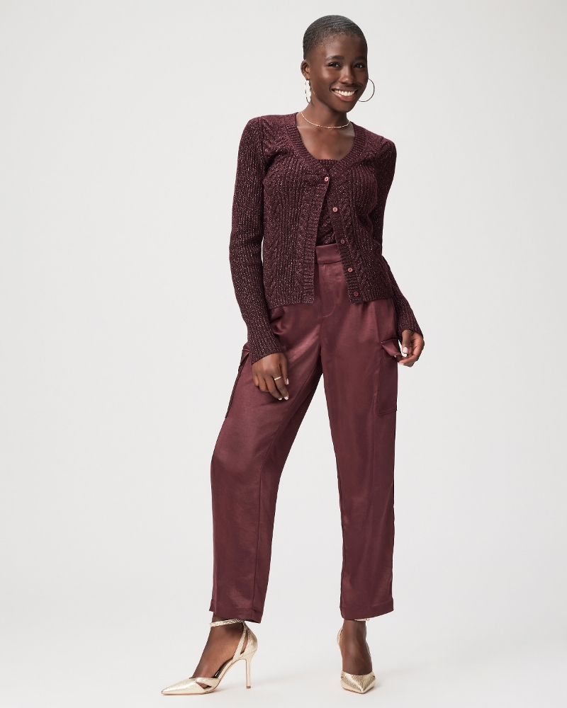 Malika Cargo Pant Petite - Dusty Cherrywood Satin